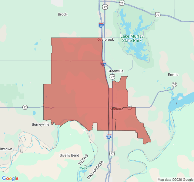 Map of septic coverage in Marietta, OK