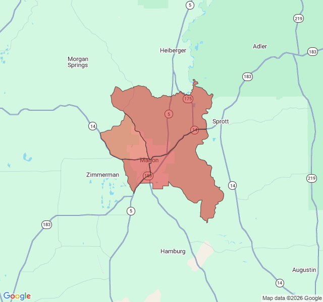 Map of septic coverage in Marion, AL