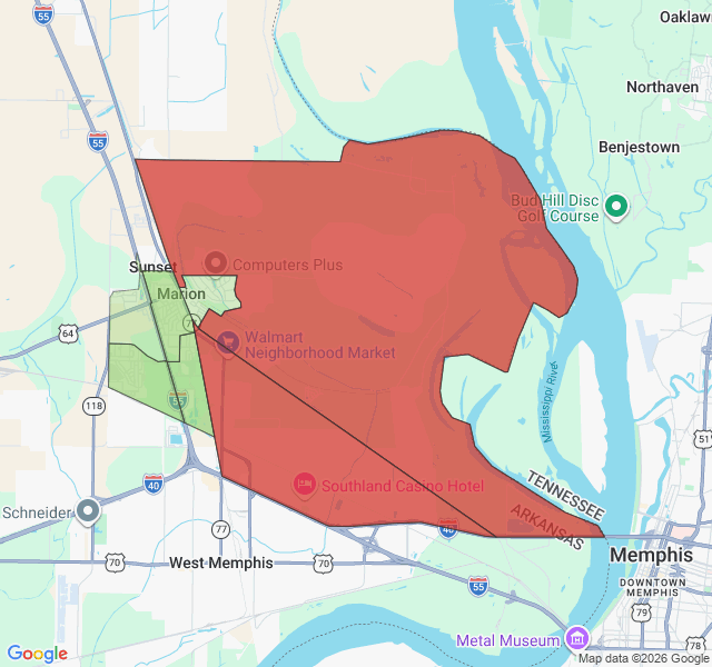 Map of septic coverage in Marion, AR