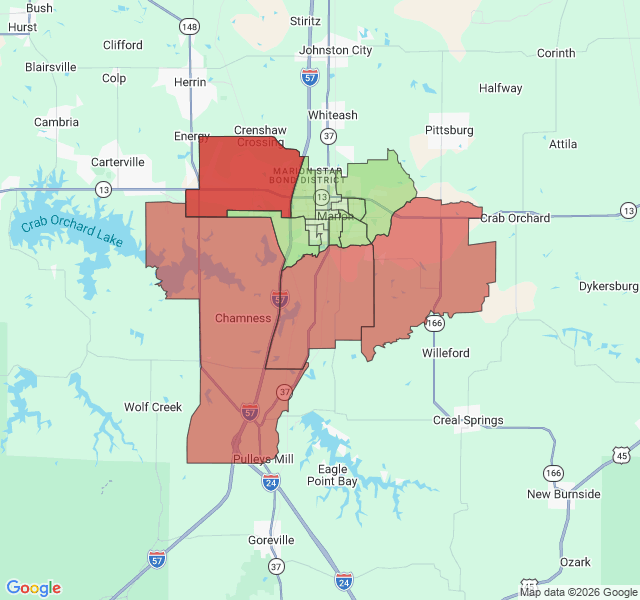Map of septic coverage in Marion, IL