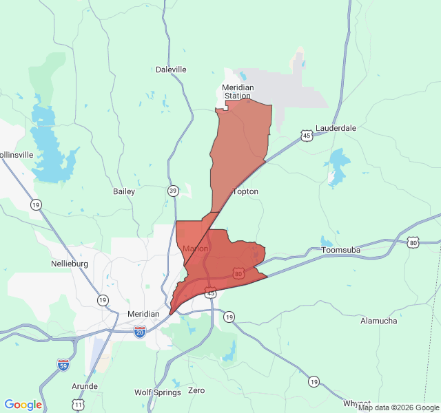 Map of septic coverage in Marion, MS