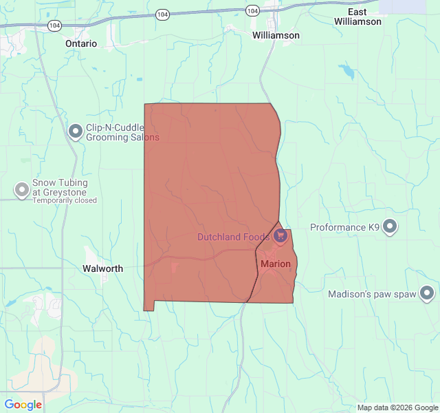 Map of septic coverage in Marion, NY