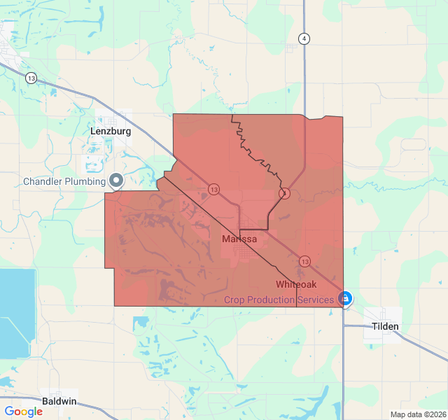 Map of septic coverage in Marissa, IL