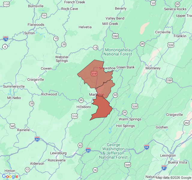 Map of septic coverage in Marlinton, WV