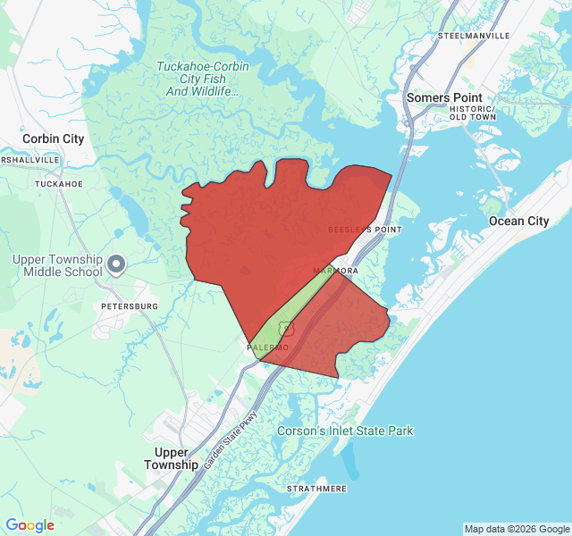 Map of septic coverage in Marmora, NJ