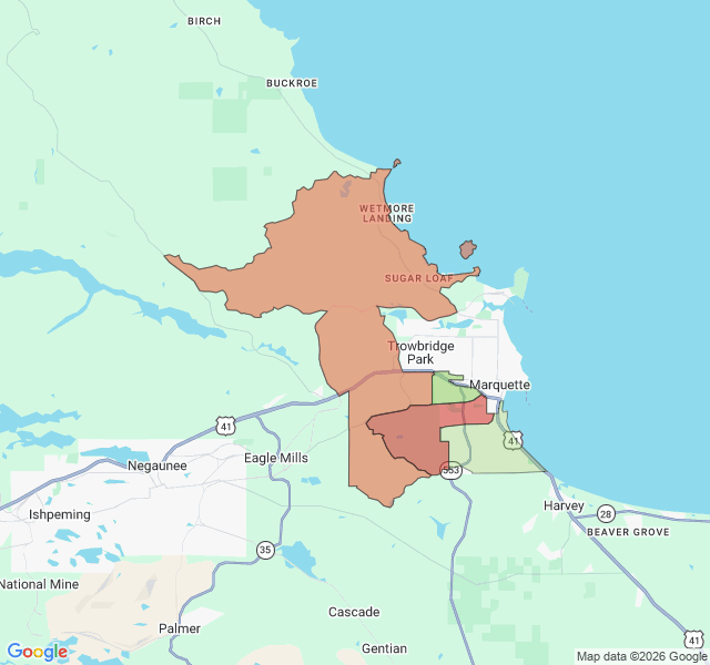 Map of septic coverage in Marquette, MI