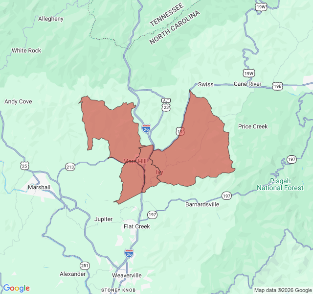 Map of septic coverage in Mars Hill, NC