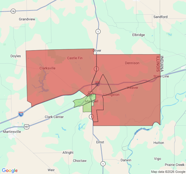 Map of septic coverage in Marshall, IL