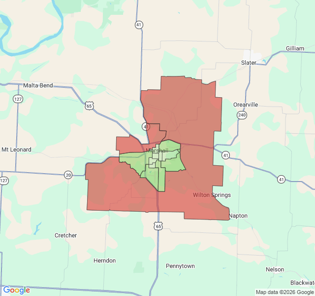 Map of septic coverage in Marshall, MO
