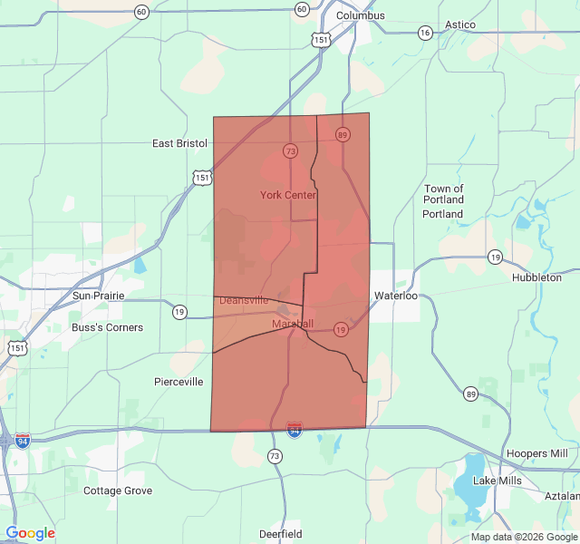 Map of septic coverage in Marshall, WI