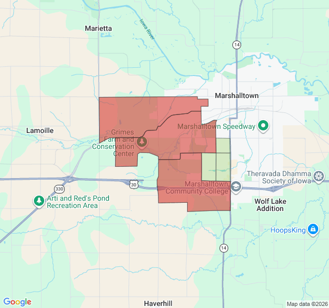 Map of septic coverage in Marshalltown, IA