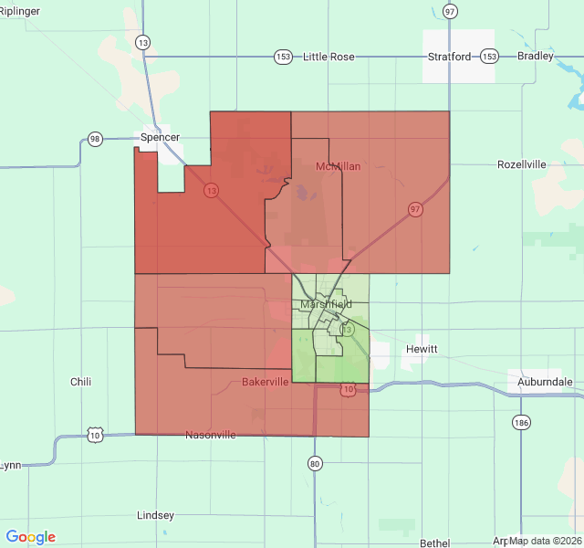 Map of septic coverage in Marshfield, WI