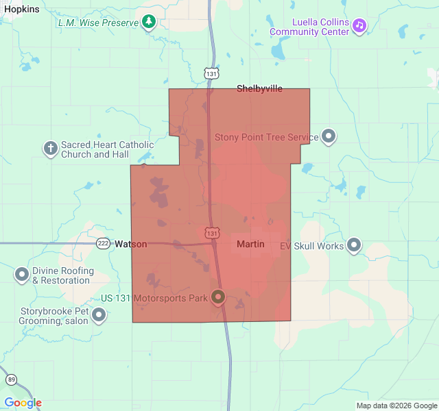 Map of septic coverage in Martin, MI