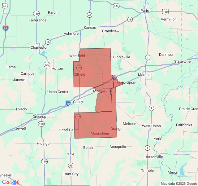 Map of septic coverage in Martinsville, IL