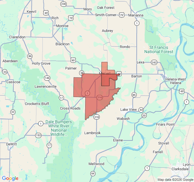 Map of septic coverage in Marvell, AR