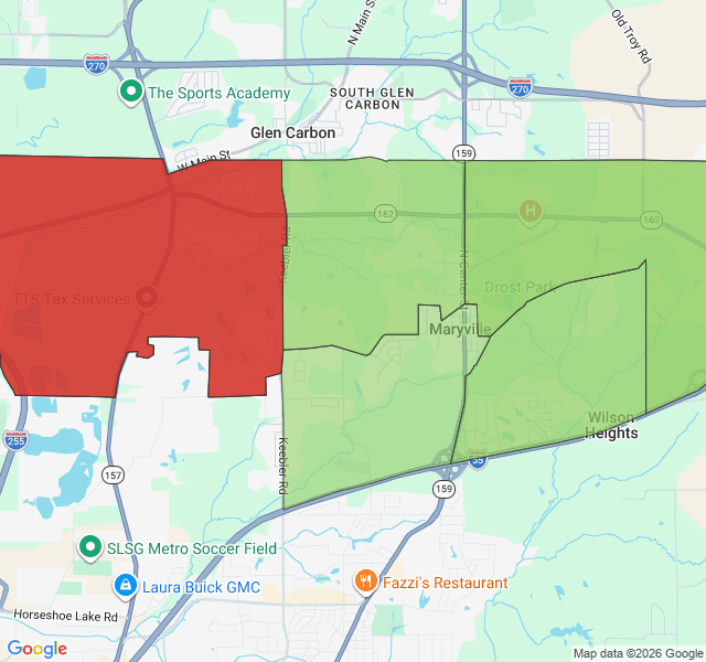 Map of septic coverage in Maryville, IL