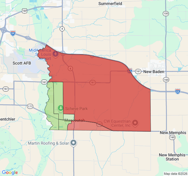 Map of septic coverage in Mascoutah, IL