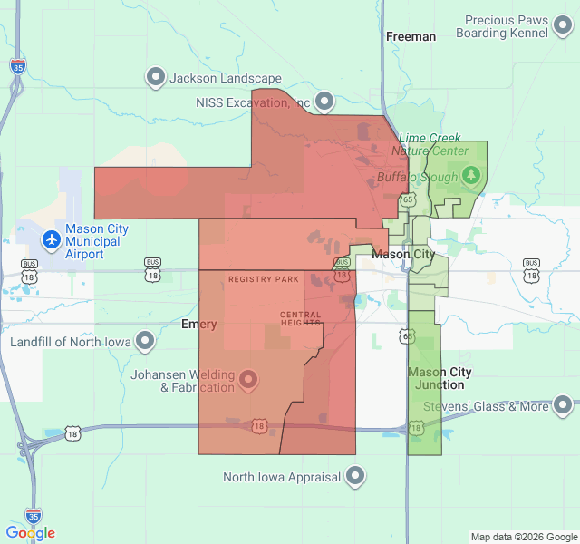 Map of septic coverage in Mason City, IA