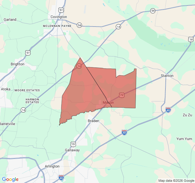 Map of septic coverage in Mason, TN