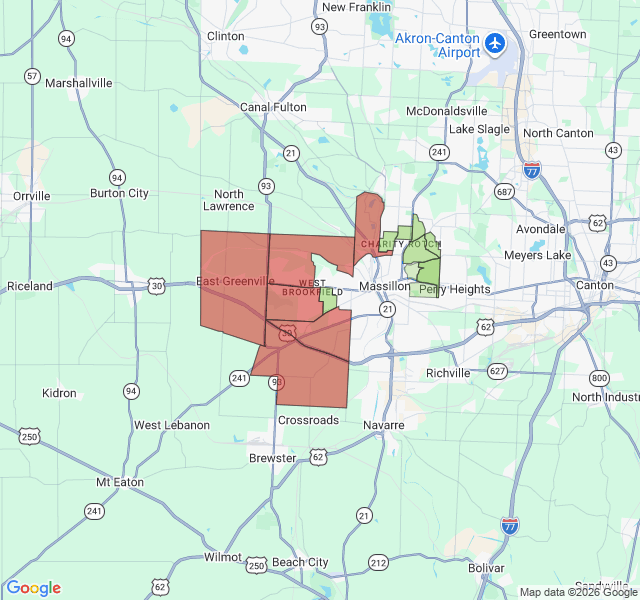 Map of septic coverage in Massillon, OH