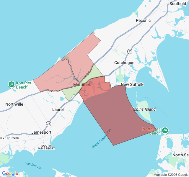 Map of septic coverage in Mattituck, NY