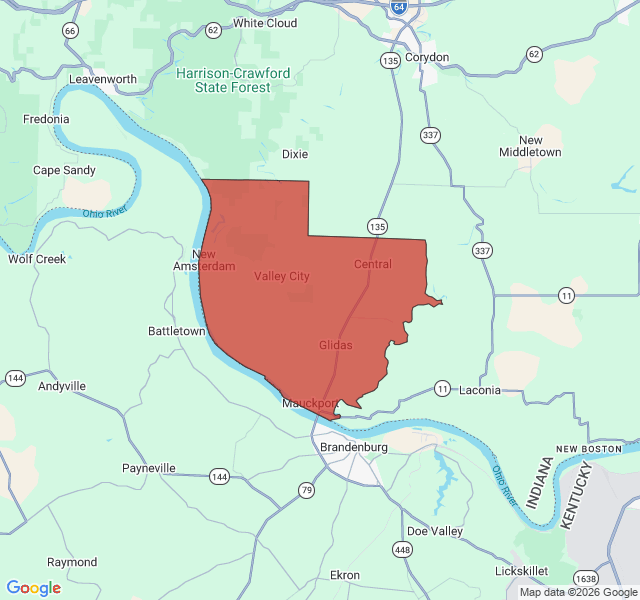 Map of septic coverage in Mauckport, IN