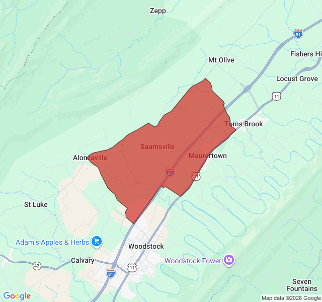 Map of septic coverage in Maurertown, VA