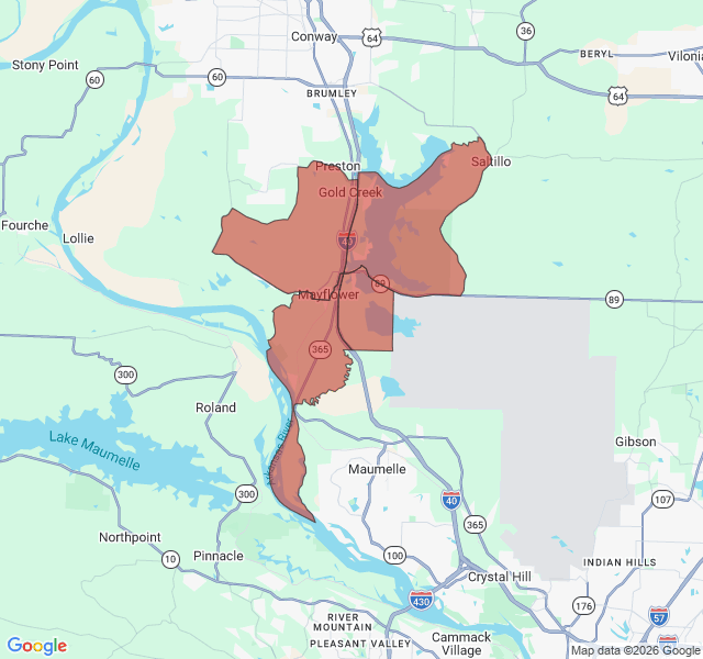 Map of septic coverage in Mayflower, AR