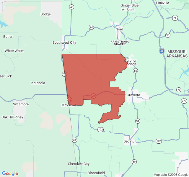 Map of septic coverage in Maysville, AR