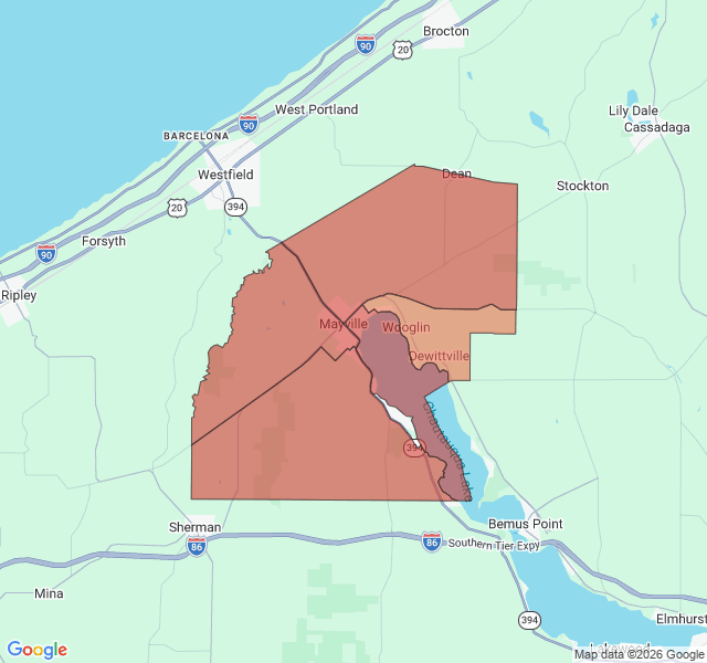 Map of septic coverage in Mayville, NY
