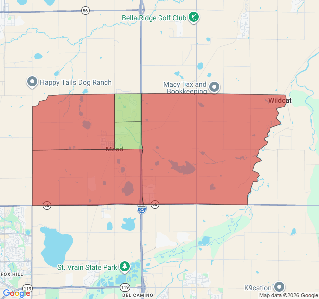 Map of septic coverage in Mead, CO