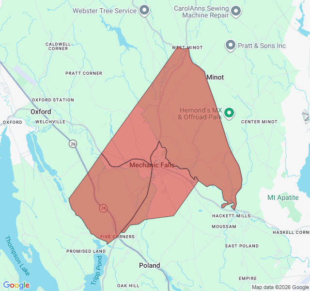 Map of septic coverage in Mechanic Falls, ME