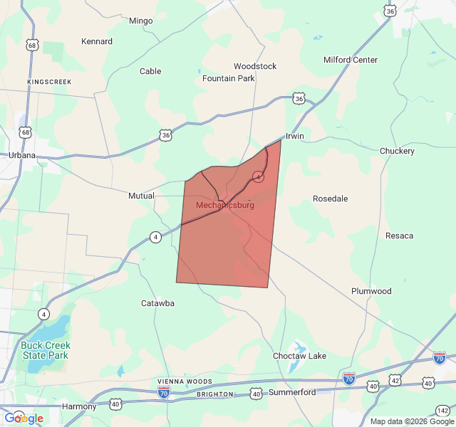 Map of septic coverage in Mechanicsburg, OH