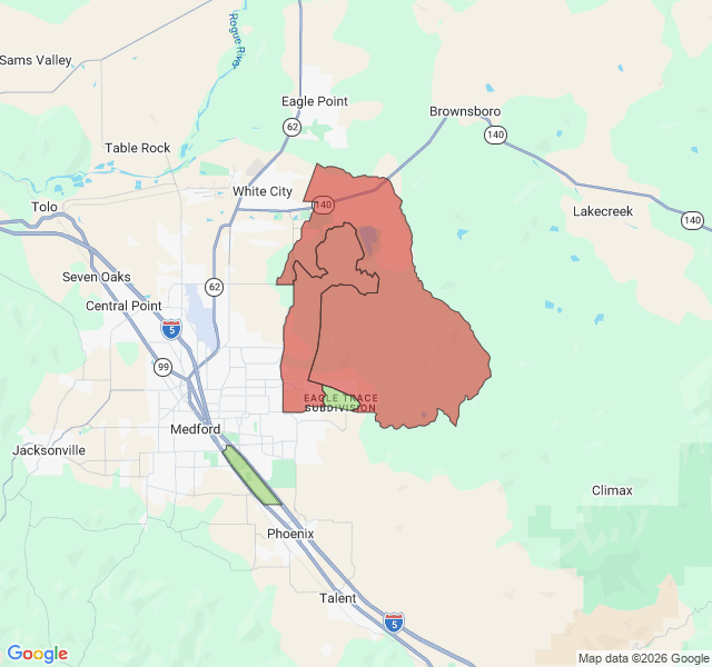 Map of septic coverage in Medford, OR