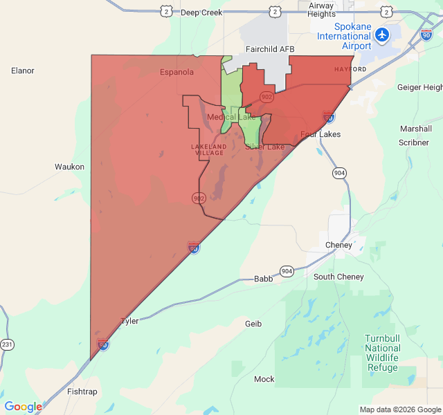Map of septic coverage in Medical Lake, WA