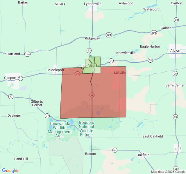 Map of septic coverage in Medina, NY