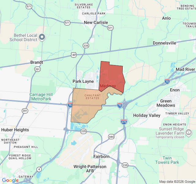 Map of septic coverage in Medway, OH