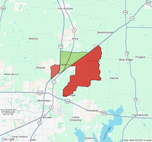 Map of septic coverage in Melissa, TX