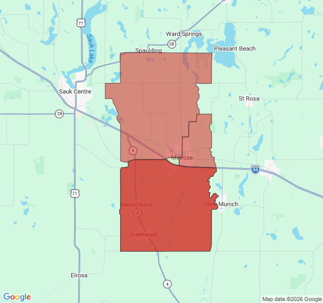 Map of septic coverage in Melrose, MN