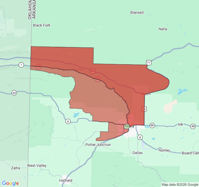 Map of septic coverage in Mena, AR