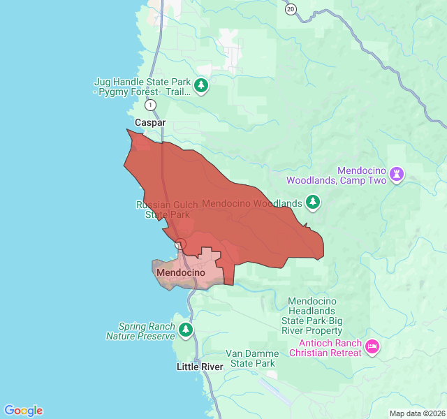 Map of septic coverage in Mendocino, CA