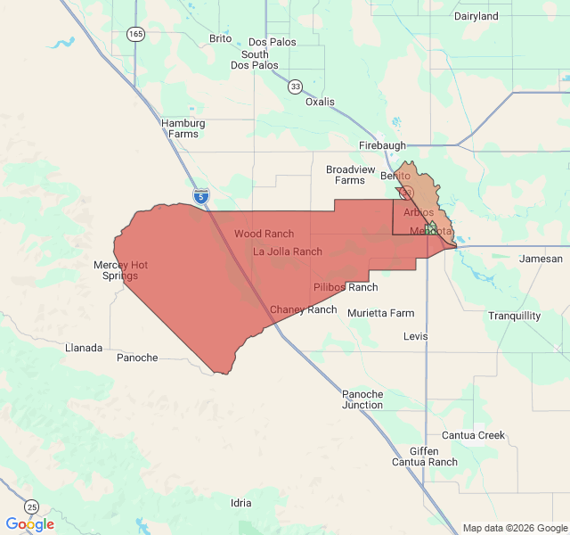 Map of septic coverage in Mendota, CA
