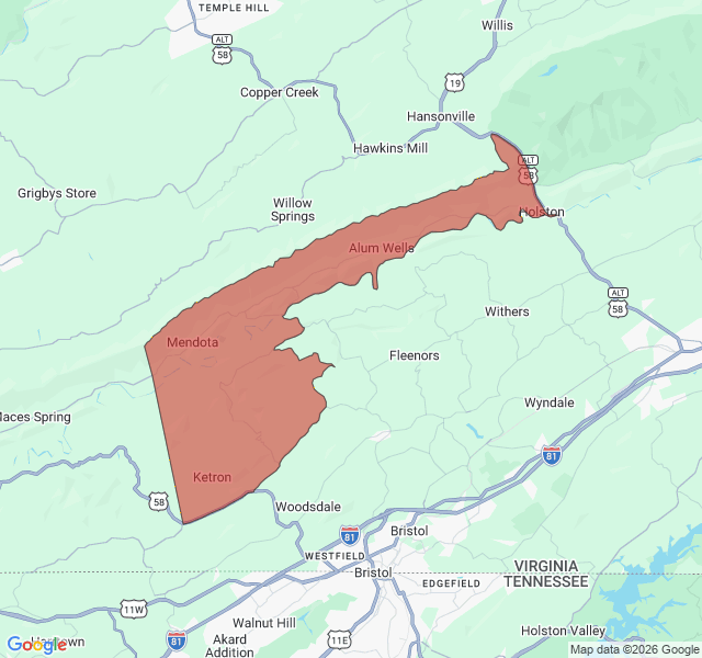 Map of septic coverage in Mendota, VA