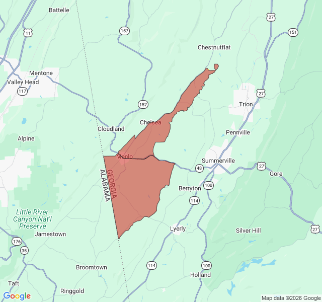 Map of septic coverage in Menlo, GA