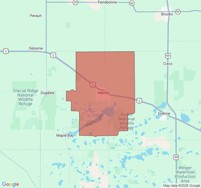 Map of septic coverage in Mentor, MN