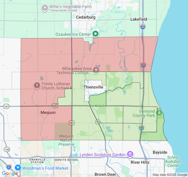 Map of septic coverage in Mequon, WI
