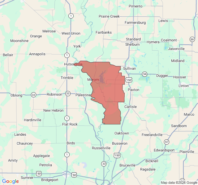 Map of septic coverage in Merom, IN