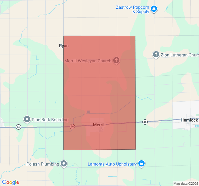 Map of septic coverage in Merrill, MI
