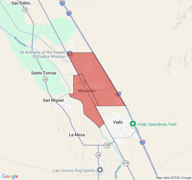 Map of septic coverage in Mesquite, NM