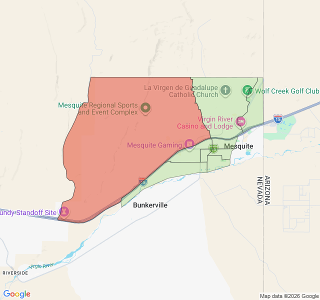 Map of septic coverage in Mesquite, NV
